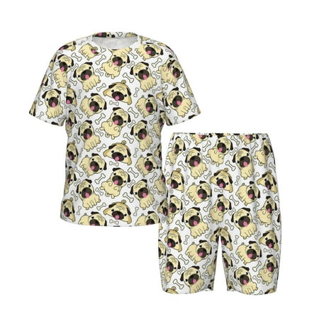 Boys Girls Pajamas Sets for Kids  Cartoon Cute French Bulldog Toddler Sleepwear Lounge Short Sleeve PJ Set 2 Pcs