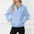 thumbnail image 4 of NOLDARES Women's Half Zip Sweatshirts Cropped Loose Fit Long Sleeve Pullover Soft Quarter Zipper Hoodies Fall Outfits 2024(Z5-Blue,XL), 4 of 6