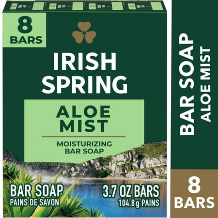 Irish Spring Bar Soap for Men, Aloe Mist Deodorant Bar Soap, 3.7 Oz, 8 Pack