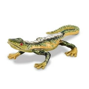 Jere Luxury Giftware Bejeweled ROCKY Rain Forest Lizard Pewter and Enamel Trinket Box and Matching Pendant Charm