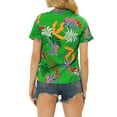 thumbnail image 4 of INSPIRE CHIC Women's Shirts Hawaiian Short Sleeve Tropical Floral Button Down Tops S Grass Green, 4 of 8