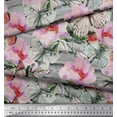 thumbnail image 2 of Soimoi Orange Rayon Fabric Stripe,Floral & Butterfly Decor Fabric Printed BTY 56 Inch Wide, 2 of 3