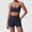 Navy(Bras + Shorts), variant on PISONIC Women 2 Piece Workout Sets Padded Halter Sports Bras High Waisted Biker Shorts Yoga Outfits