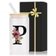 thumbnail image 1 of Vaso de vidrio Wulcea con monograma, 500 ml, con tapa y pajita, 1 of 6