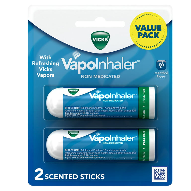 Vicks VapoInhaler Portable Nasal Inhaler, Non-Medicated, 2 Scented