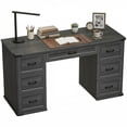 thumbnail image 1 of HOMCOM 55" Farmhouse Executive Desk with 7 Drawers, Computer Desk, Black, 1 of 10