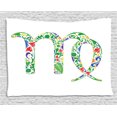 thumbnail image 1 of Zodiac Virgo Tapestry, Floral Symbol with Blossoms and Green Leaves Artistic and Colorful Ornaments, Wall Hanging for Bedroom Living Room Dorm Decor, 60W X 40L Inches, Multicolor, by Ambesonne, 1 of 2