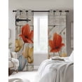 thumbnail image 2 of Retro Floral Black Out Curtains 84 Inch Long for Living Room, Red Yellow Tulips Barm Doors Farmhouse Wooden Blackout Curtain Shade Thermal Insulated Window Curtains Grommet Drapes 42"x84" 2 Panels, 2 of 8