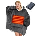 thumbnail image 4 of PMONPA Heated Wearable Blanket, Oversized Wearable Heated Blanket for Adult, Sherpa Fleece Blanket Hoodie, One Size, Grey, 4 of 8