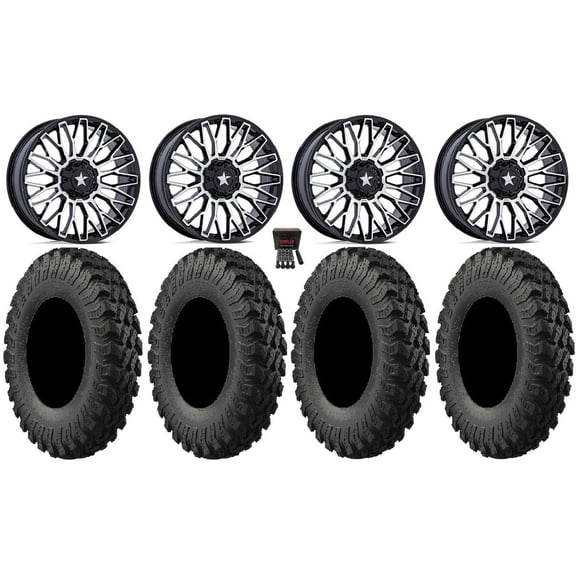MSA Clubber 15" Wheels Machined 37" MotoRally Tires Kawasaki Mule Pro FXT