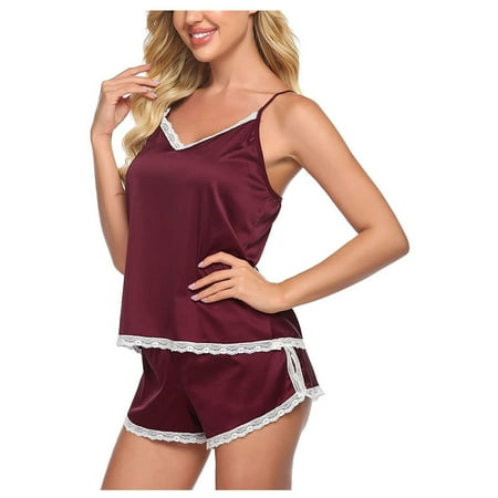 

VerPetridure Sexy Lingerie for Women Naughty Plus Size Women Sexy-Lingerie Sleepwear Satin Silk Babydoll Lace Up Nightwear Pajamas Set
