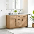 thumbnail image 4 of Pemberly Row 54" Wood Vanity in Light Brown White Engineered Stone Top no Mirror, 4 of 13