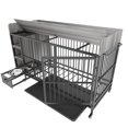 thumbnail image 3 of Large Pet Cage with Storage Rack, Stainless Steel Food and Water Drawers, Iron Frame and MDF Construction in Black and Charcoal Grey, 3 of 9