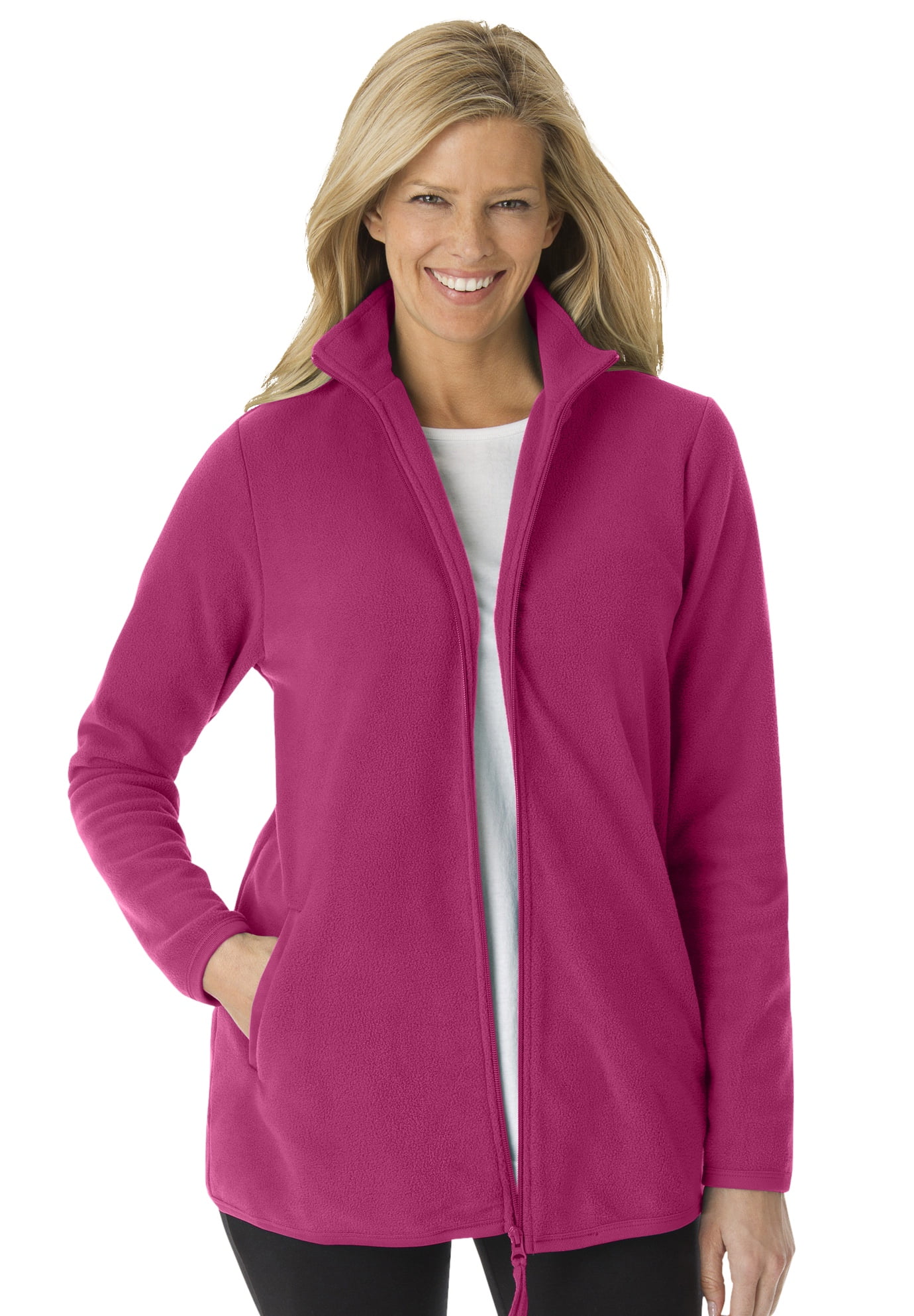 Woman Within - Woman Within Women's Plus Size Zip-Front Microfleece Jacket Fleece - Walmart.com 