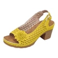thumbnail image 5 of Square Heeled Sandals for Women Flowers Peep Toe Platform Slip on Boho Beach Dress Shoes Comfortable Outdoor Casual Walking Shoes Yellow Size 9, 5 of 5