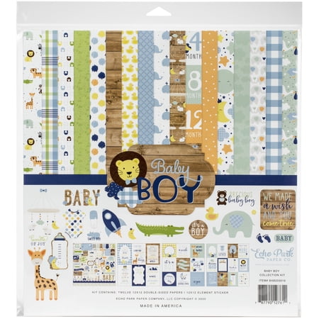 Echo Park Paper 13.70" x 12.50" Baby Boy Theme Scrapbooking Kit, For All Ages