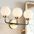 thumbnail image 4 of JONATHAN Y Caleb 22" 3-Light Contemporary Transitional Iron/Glass LED Vanity Light, Brass Gold/Black/White, 4 of 7