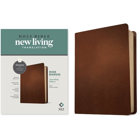 NLT Wide Margin Bible, Filament-Enabled Edition (Genuine Leather, Brown, Red Letter) (Hardcover)