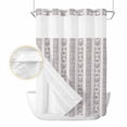 thumbnail image 2 of Black Stripe No Hook Shower Curtain Waterproof, Bathroom Curtains with Snap in Liners and See Through Top Window, Modern Abstract Vertical Stripes Beige Hotel Style Bathtub Curtains Shower 60"Wx72"L, 2 of 8