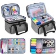 thumbnail image 2 of Double Layer Sewing Accessories Organizer with Detachable Pouches Large Sewing Storage Bag for Sewing Tools Polka Dots, 2 of 6
