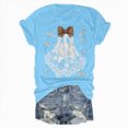 thumbnail image 6 of TOWED22 Halloween Shirts Woman Ghost Graphic Crewneck Short Sleeve Tee Shirt Short Sleeve Funny Tops Tshirts(Sky Blue,L), 6 of 6