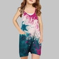 thumbnail image 1 of Sentmoon Girls Overalls V Neck Spaghetti Strap Short Rompers Independence Day Print Side Pockets Sleeveless Loose Jumpsuits Fourth of July Summer Comfy Kids for Tropical Vacation Red 11 Years, 1 of 3