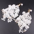 thumbnail image 6 of Ayyufe Bridal Wedding Lace Tassel Rhinestone Long Dangle Pearl Stud Earrings, 6 of 7