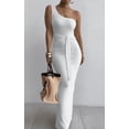 thumbnail image 3 of Women’s Sexy Slim One Shoulder Neck Long Dress Sleeveless Summer Cocktail Maxi Dresses for Women White M, 3 of 4