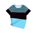 thumbnail image 5 of yillto Women Summer Tshirts Striped Short Sleeve Tee Tops Round Neck Casual Dressy Tunic Blouse Outfits, 5 of 6