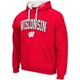 thumbnail image 2 of Men's Colosseum Red Wisconsin Badgers Big & Tall Arch & Logo 2.0 Pullover Hoodie, 2 of 3