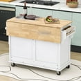 thumbnail image 2 of HQZX Rolling Kitchen Island with Oak Flip,2 Drawer Storage Cart,Sliding Barn Door,52.2"L,White, 2 of 16