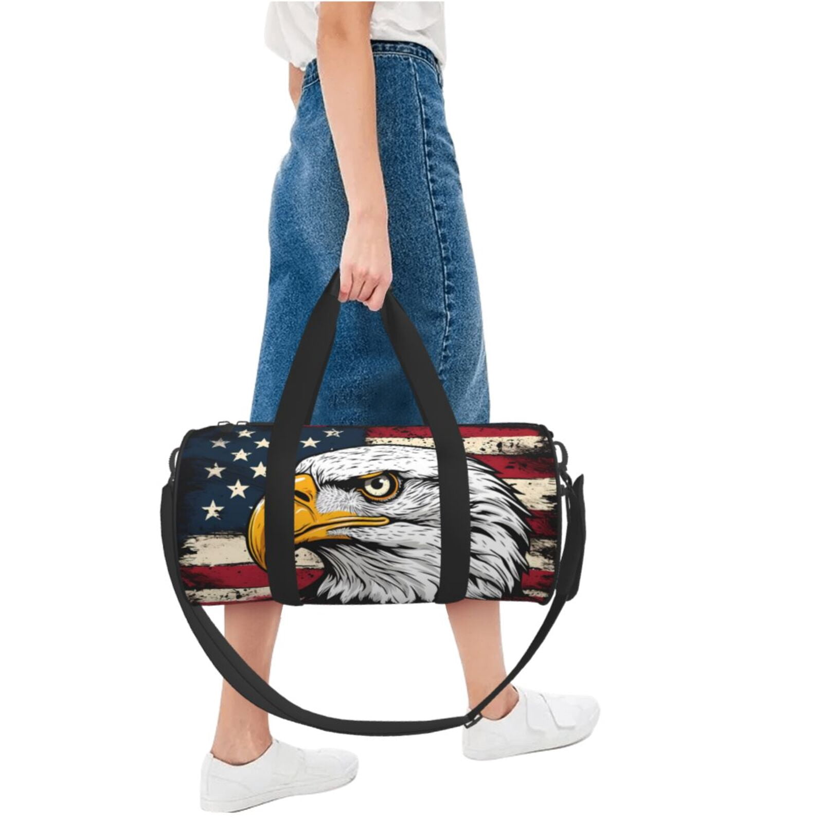 Defioc American Bald Eagle for Travel Duffle Bag,Weekender Bag Carry On Tote Bags Hospital Bag Large Capacity Sport Gym Bag for Men Women Fit for Trave, Gym,Weekend