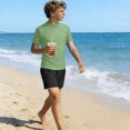 thumbnail image 5 of AHTJRT Boys Swimsuits Crewneck Shirt Swim Tops and Board Shorts Lightweight Summer Rash Guard Short Sleeve Bathing Suits Green 9-10 Years, 5 of 10