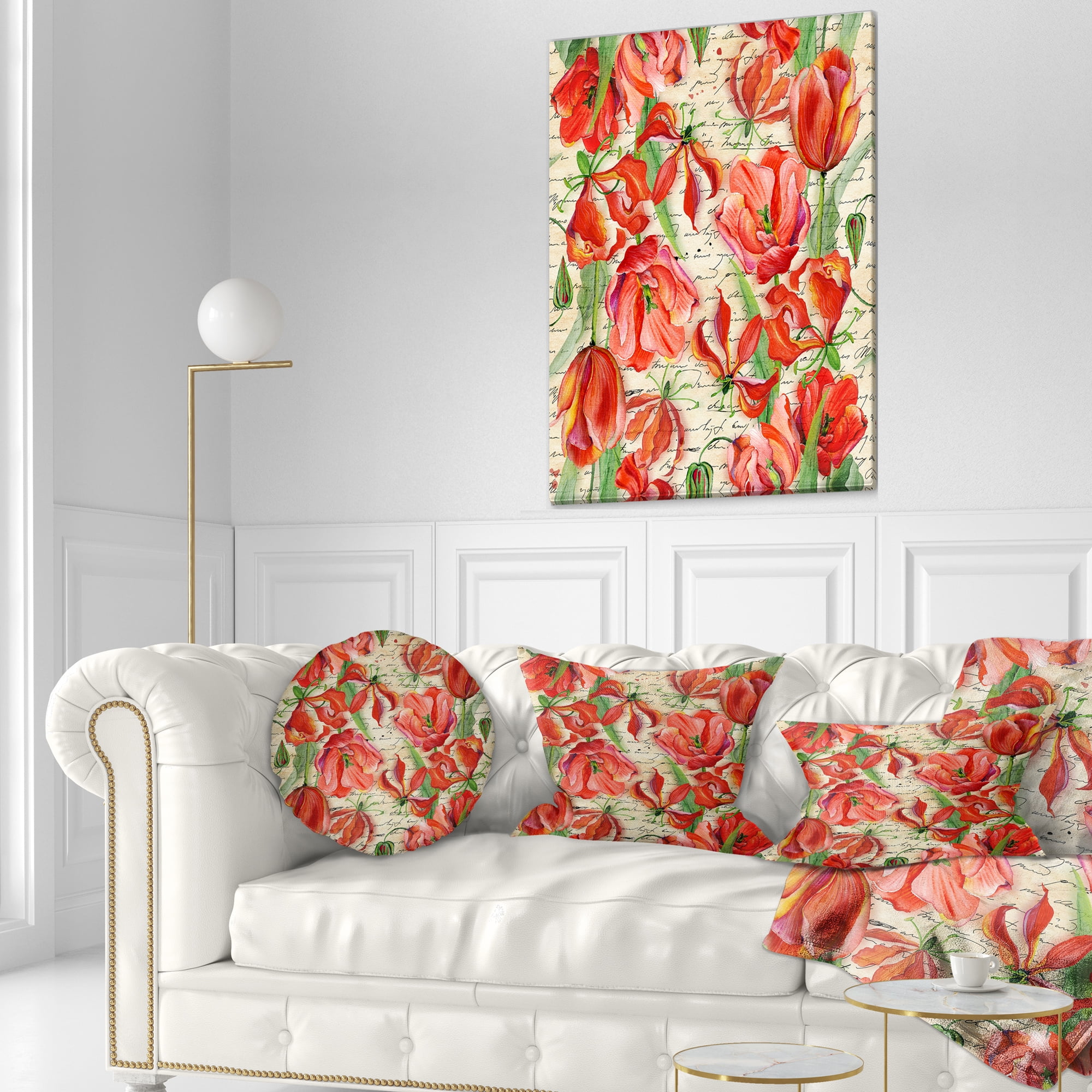Designart 12" x 20" Red Polyester Throw Pillow