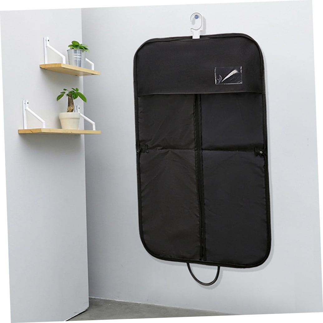 Uonlytech 1Pc Black Oxford Cloth Garment Bag for Suits with Double Handles for Travel Use