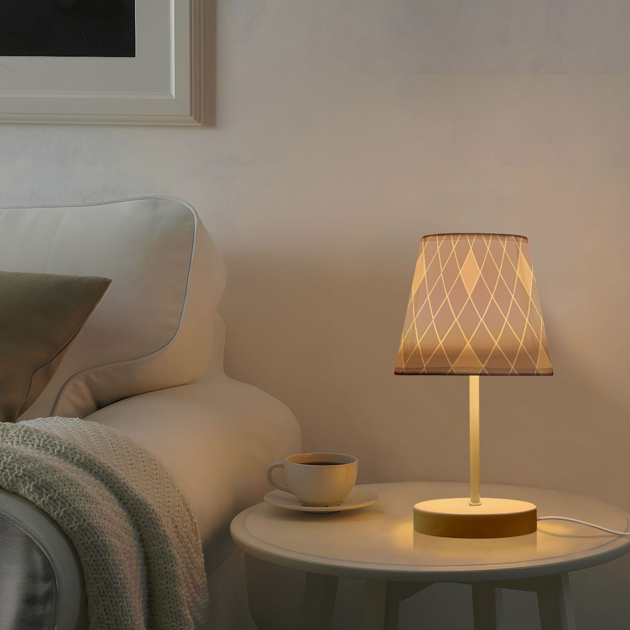 LED Desk Lamp Purple Block Table Nightstand Lamps with 3 Color Temperatures for Home Bedroom Living Room Decor 8x12