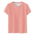thumbnail image 4 of Uaswgudfs Women's Striped Casual Tunic T-Shirt Top - Summer Short Sleeve Round Neck Cute Blouse & Breathable Basic Tee 2025 New, 4 of 4