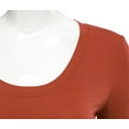thumbnail image 2 of Emmalise Women's Plain Basic Cotton Spandex Scoop Neck Long Sleeve T Shirt -Rust, 1XL, 2 of 3