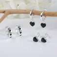 thumbnail image 6 of Lancharmed Women's Earrings 3 Pairs Set Black Oil Drop Dangle Love Silver Plated Earring Gifts for Women, 6 of 7