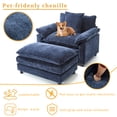 thumbnail image 2 of Oversized Comfy chair with Ottoman, Gexpusm 43.7" Modern Comfy Upholstered Armchair, Compact Reading Chair with Footrest for Living Room, Bedroom and Office,Dark Blue, 2 of 7