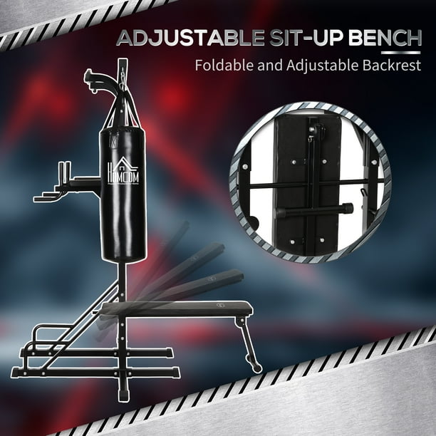 Soozier 86 Power Tower Full Body Home Gym Fitness Station with Punching Bag Adjustable Sit Up Bench Walmart