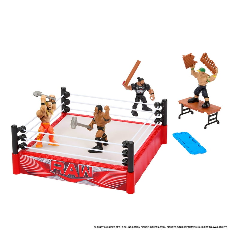 WWE プロレスリング ノックアウトリング付き リング フィギュア Free Shipping! WWE Rebound Ring Playset with Seth Rollins Mini