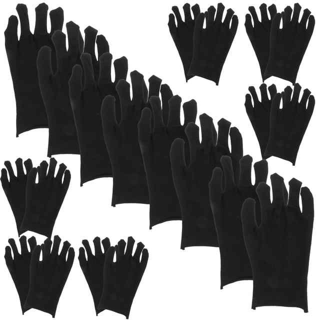 EeaseMX 12 pares de guantes de algodón, guantes de protección laboral, guantes de trabajo cómodos, guantes de protección para las manos, negros, talla L (gruesos).