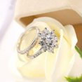 thumbnail image 3 of Women Fashion Flower White Cz Band 925 Silver Wedding Party Ring Sets Size 6-10, 3 of 5