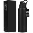thumbnail image 1 of Termos para Agua, Termo Acero Inoxidable con Dos Tipos de Picos, Botella de Agua deportiva con Popote y Tapa Antigoteo, con Asa para Fácil de llevar sin BPA (40 oz / 1200 ml, Obsidiana), 1 of 4
