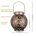 thumbnail image 4 of 2 Pack Outdoor Solar Hanging Lantern Lights Metal LED Decorative Light for Garden Patio Yard Lawn and Tabletop with Hollowed-Out Design. Bronze Color., 4 of 10