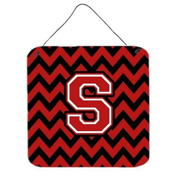 Letter S Chevron Black & Red Wall or Door Hanging Prints