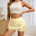 thumbnail image 7 of Aihuaihua Mini Skirts for Women Bodycon Casual Mini Skirts Adjust Drawstring Ruched Short Skirt Micro Club Skirt Yellow S, 7 of 7