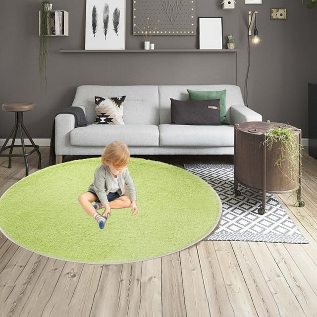 Alfombra Redonda de Pelo Corto - 101,6 Cm de Diámetro, No Suelta Pelo, Fácil de Cuidar, Ideal para Zonas de Mucho Tránsito En El Salón o El Dormitorio, Lavable y Fácil de Limpiar