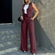 thumbnail image 5 of Traje elegante de color liso para mujer: conjunto de chaleco, camiseta sin mangas y pantalones anchos. Conjunto informal/formal, tejido cómodo. Tallas S-XXL., 5 of 8